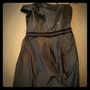 One shoulder dress with velvet trim